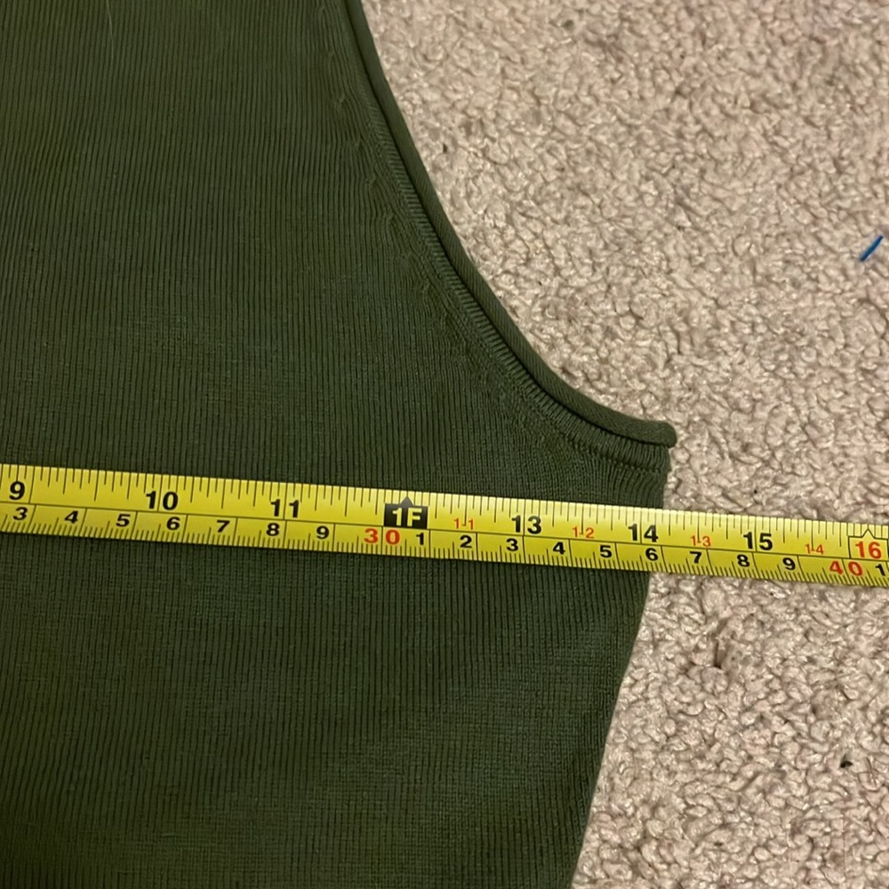 Free People ribbed olive green sweater material high neck bodysuit Size … - Picture 4 of 5